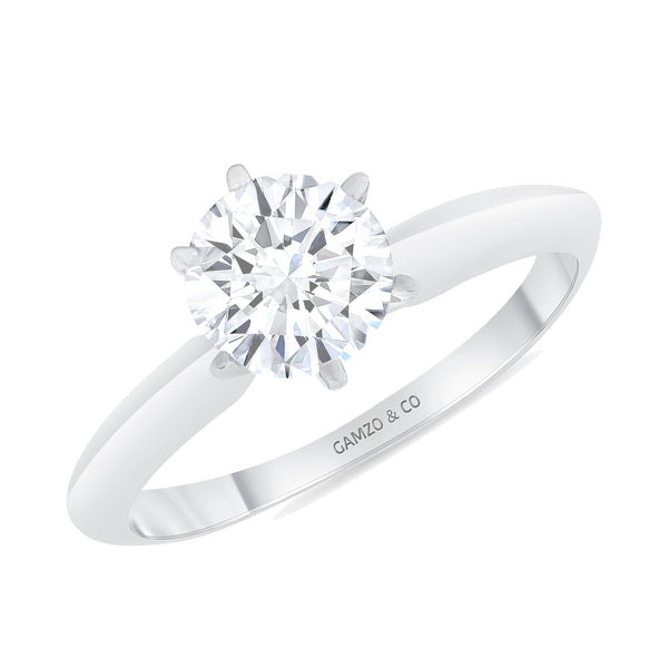 White Gold Six-Prong Solitaire Round Engagement Ring
