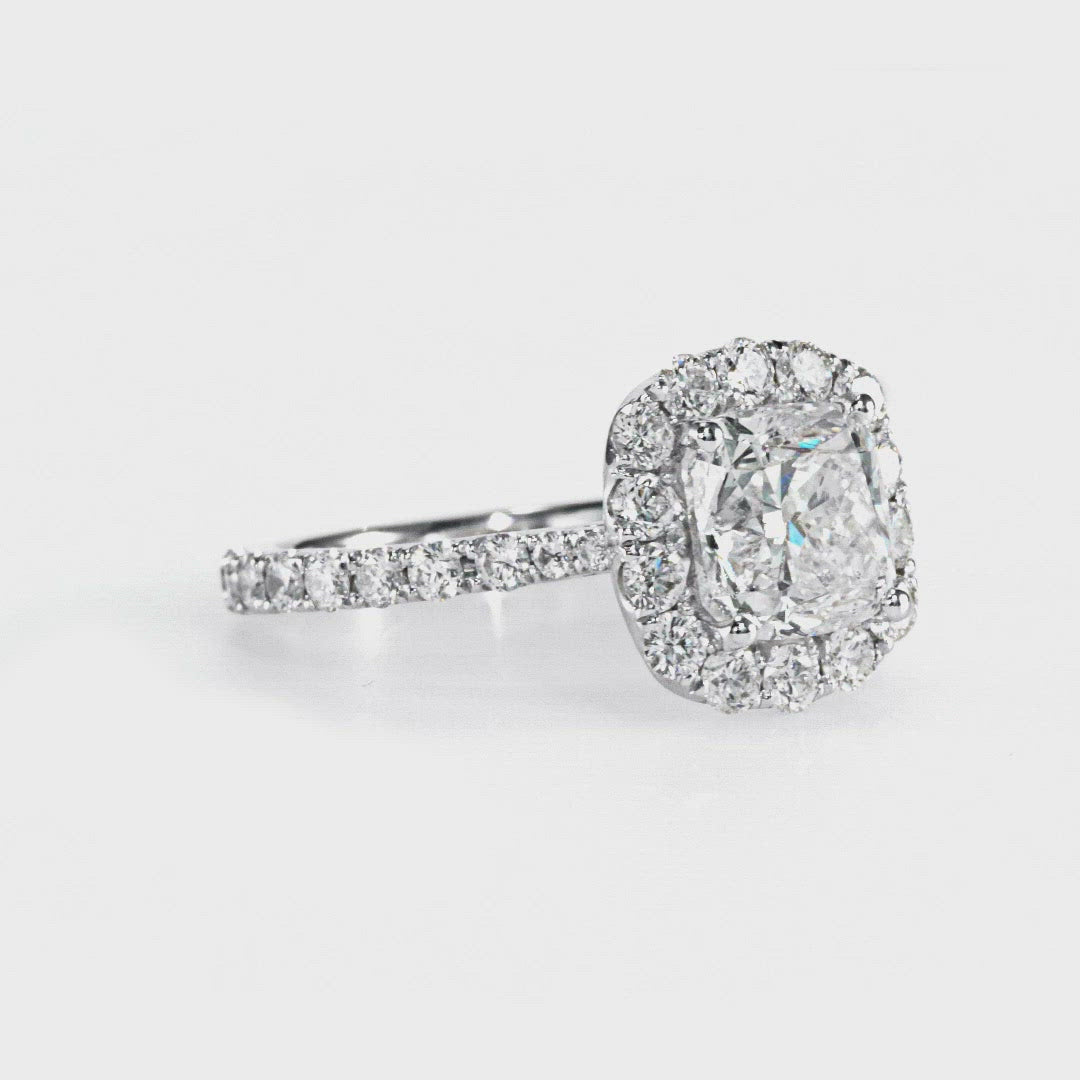 cushion cut halo engagement ring