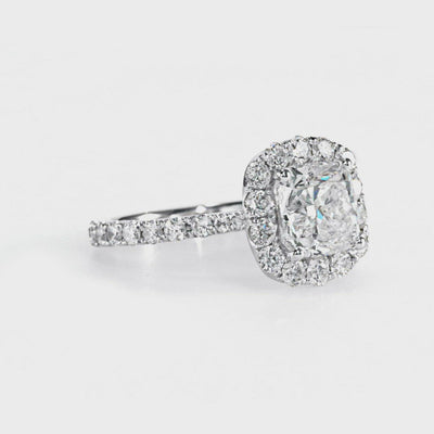cushion cut halo engagement ring