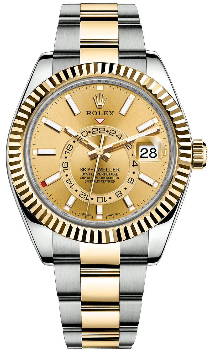 Rolex Sky Dweller Stainless Steel and Yellow - Champagne Dial Oyster 42mm - 336933 - New 2023