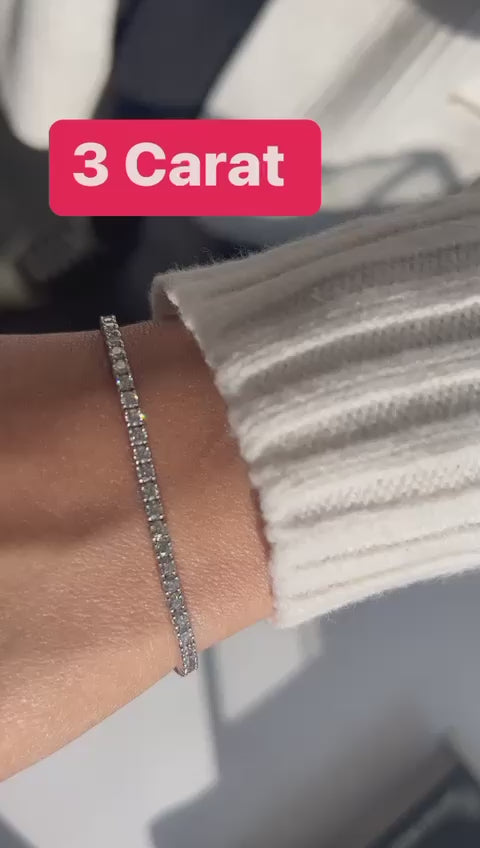 Aylin 5 Carat Emerald Cut Single Row Diamond Tennis Bracelet in 14k Wh