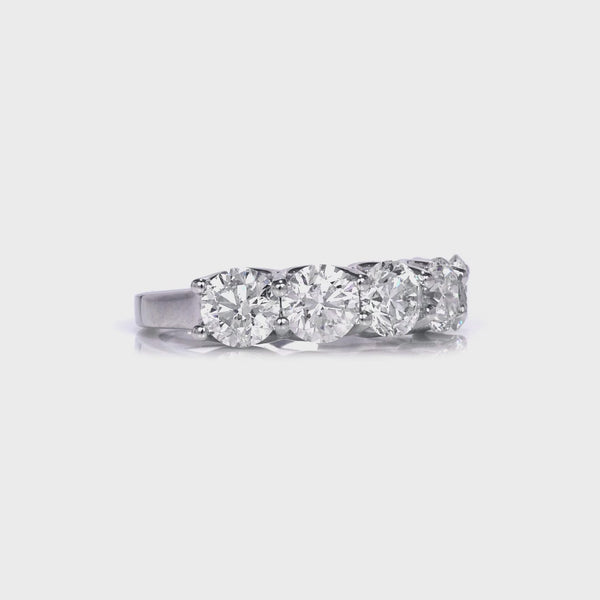 Round Cut Natural Diamond 5 Stone Ring