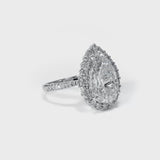 Pear Shape Natural Diamond Halo Engagement Ring (GIA Certified)