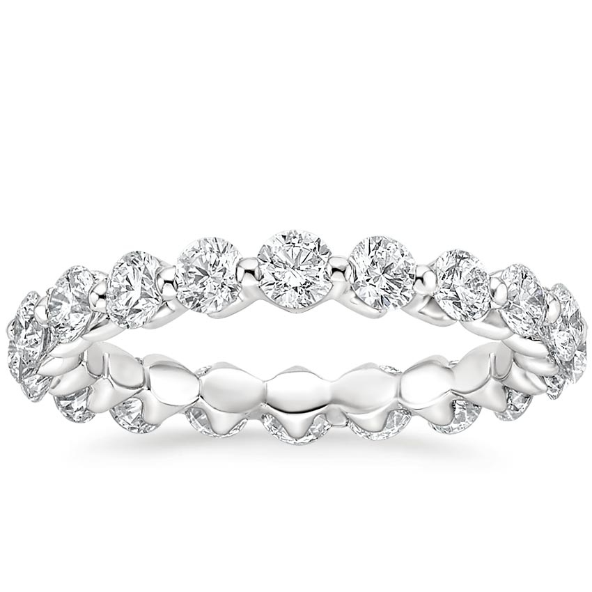 Round Cut Natural Diamond Floating Eternity Band, Diamond Ring