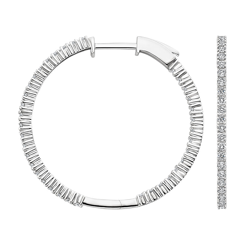3 Carat Natural Diamond Eternity Hoop Earrings