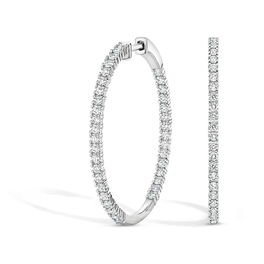 3 Carat Natural Diamond Eternity Hoop Earrings