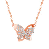 Round Diamond Dazzling Butterfly Pendant Necklace