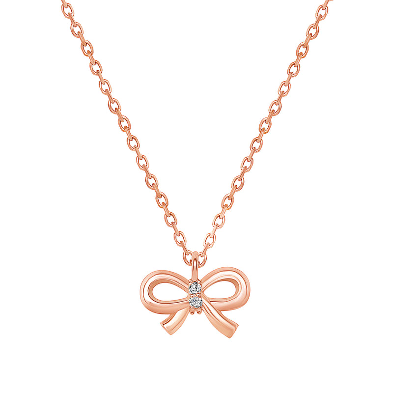 Round Diamond Ribbon Pendant Necklace