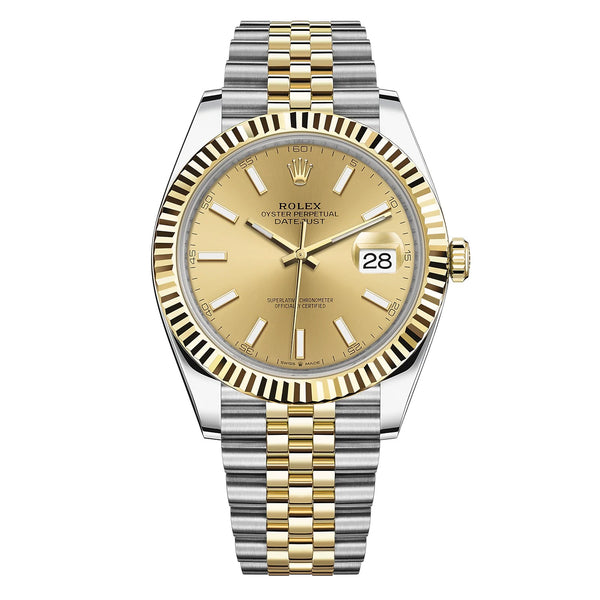 Rolex Datejust 41mm Two-Tone Yellow Gold Fluted Bezel Champagne Index Dial Jubilee - 126333 - Brand New 2024