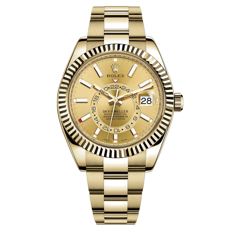 Rolex Sky-Dweller 42mm Yellow Gold Champagne Dial Oyster - 336938 - Brand New 2023