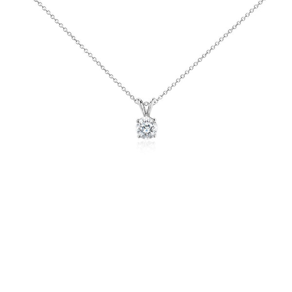 Round Solitaire Pendant Necklace, 14k Diamond Necklace