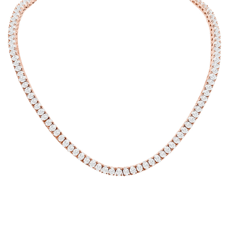 18k Gold Round Cut Diamond Tennis Necklace