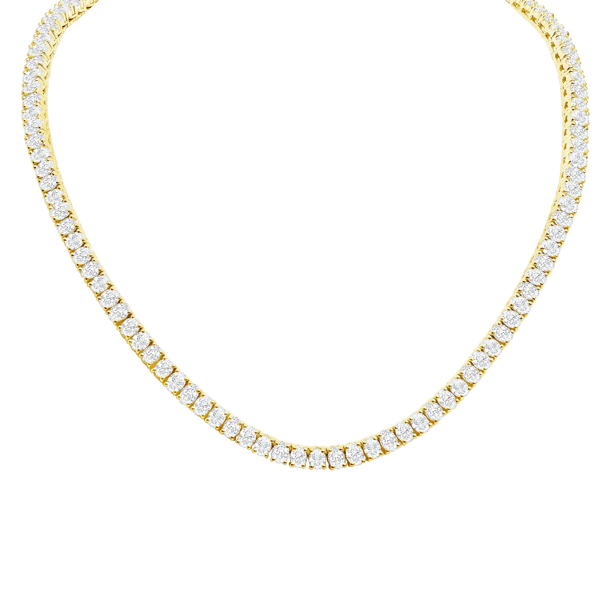 18k Gold Oval Cut Diamond Tennis Necklace