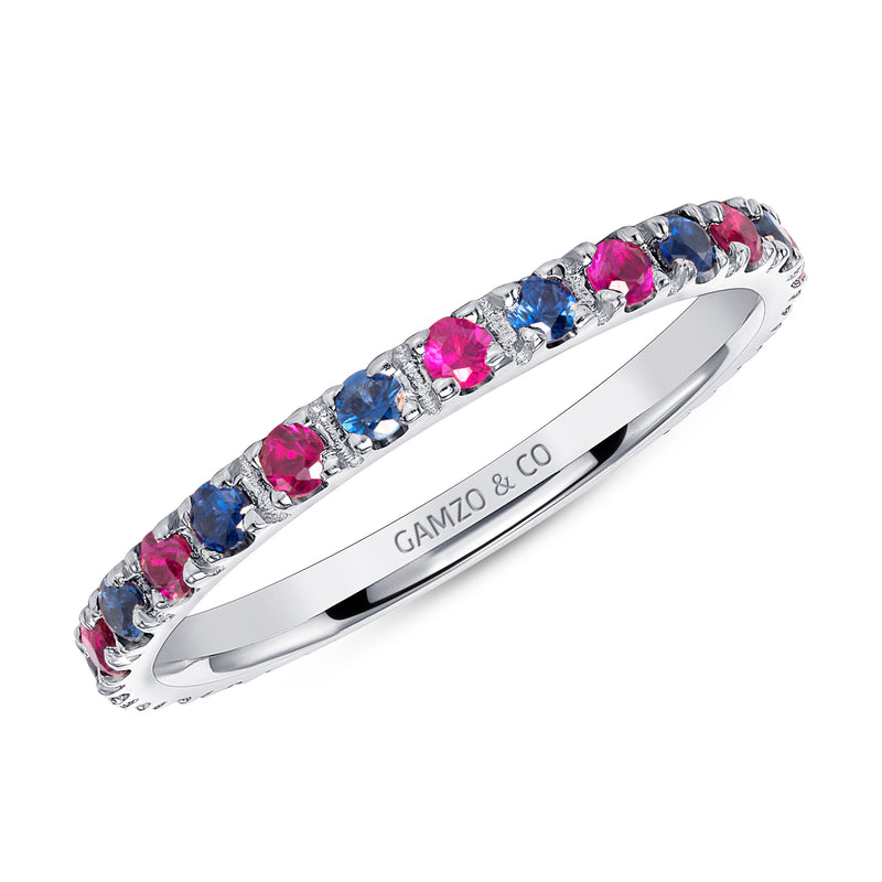 Ruby & Sapphire Stackable Eternity Ring
