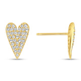 Round Diamond Heart Shape Stud Earrings Set - Push Back - Pave Set