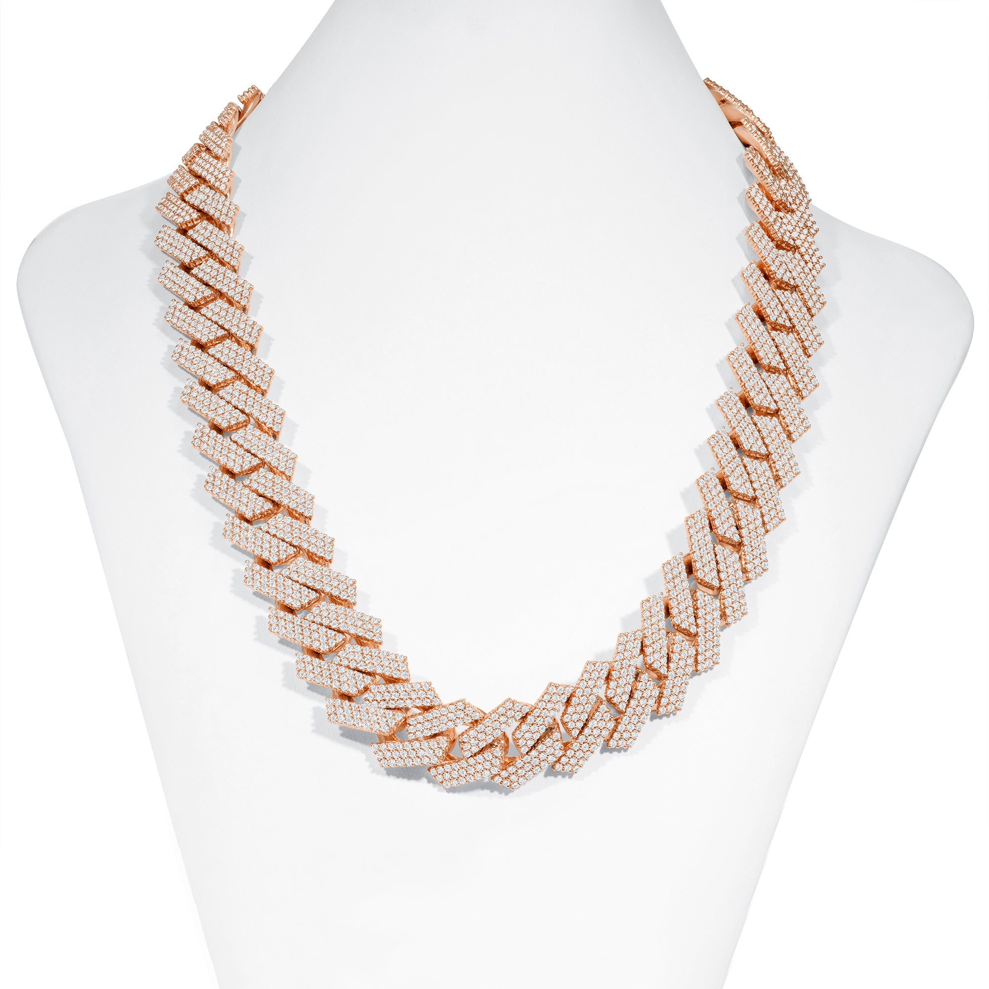 ローズゴールド iced out Miami necklace Rose Gold Iced Out Women Diamond Miami Cuban Link Chain Customizable (