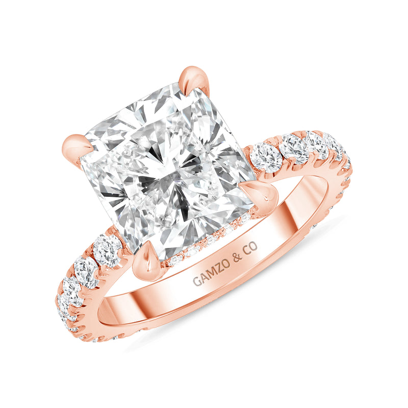 Radiant Cut NaturalDiamond Engagement Ring. Hidden Halo (GIA Certified)