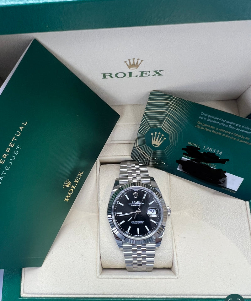 Rolex Datejust Stainless Steel 41mm Black Jubilee Fluted - 126334 - New 2023
