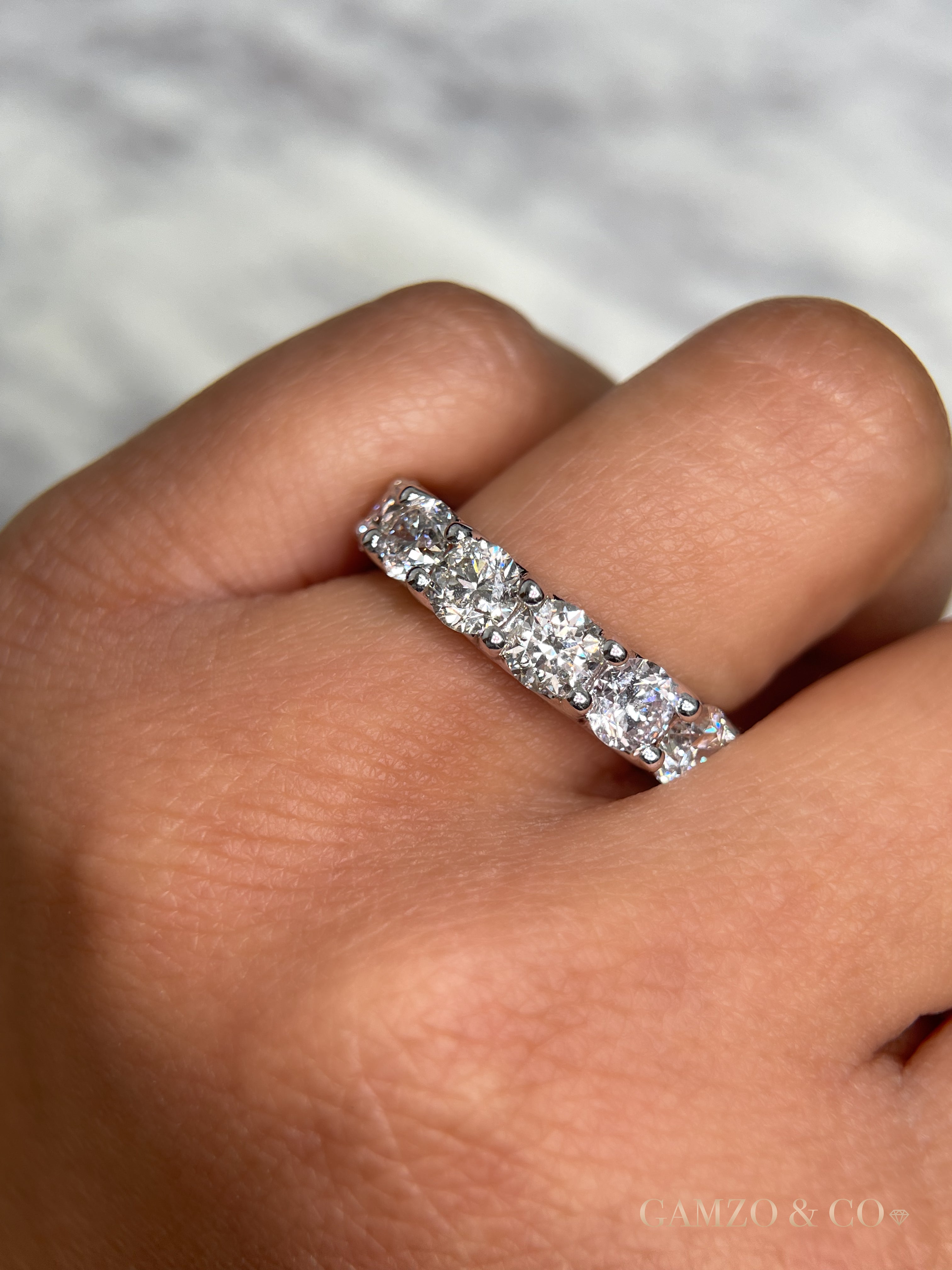 Round Cut Natural Diamond Eternity Band. 7 Carats