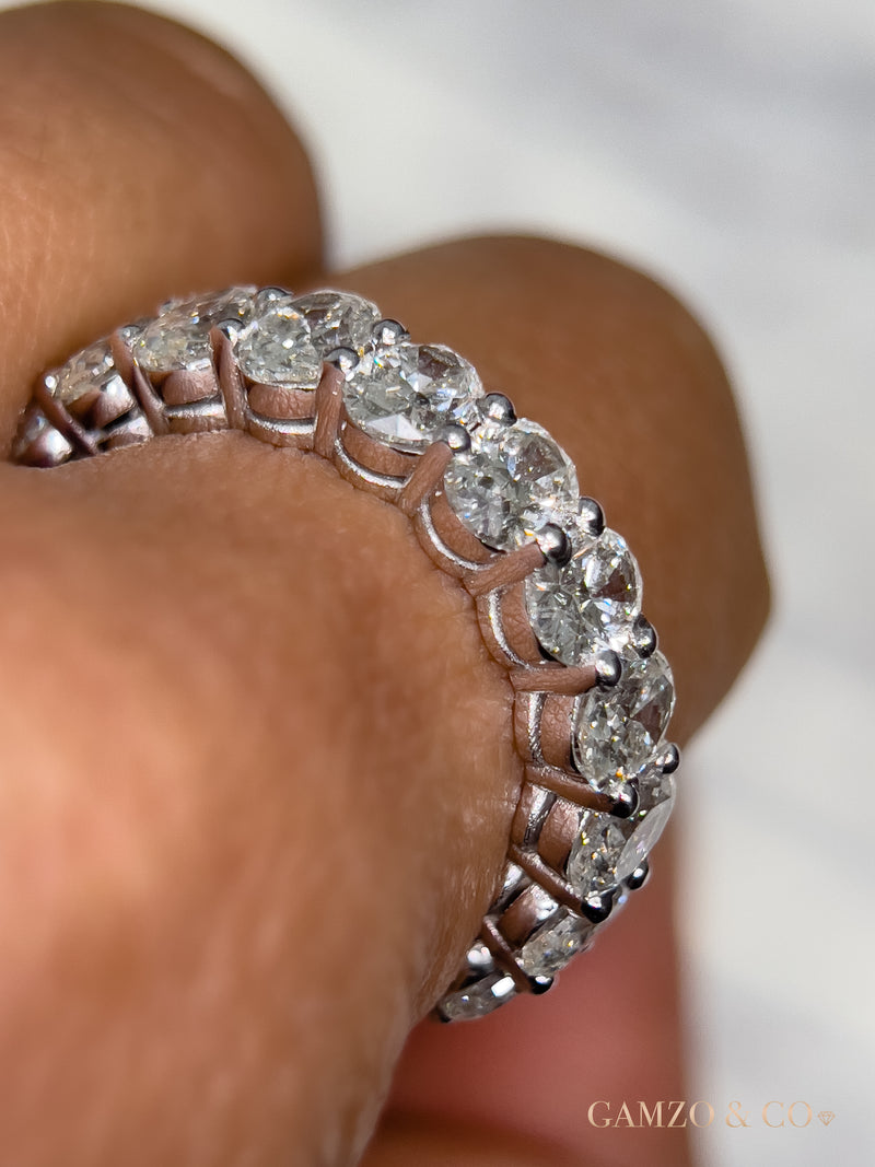4 Prong Diamond Wedding Ring Rose Gold Half Eternity Wedding Band | La More  Design