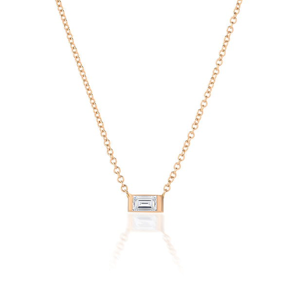 Rose Gold Emerald Stone Necklace