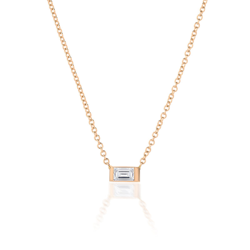 Rose Gold Emerald Stone Necklace