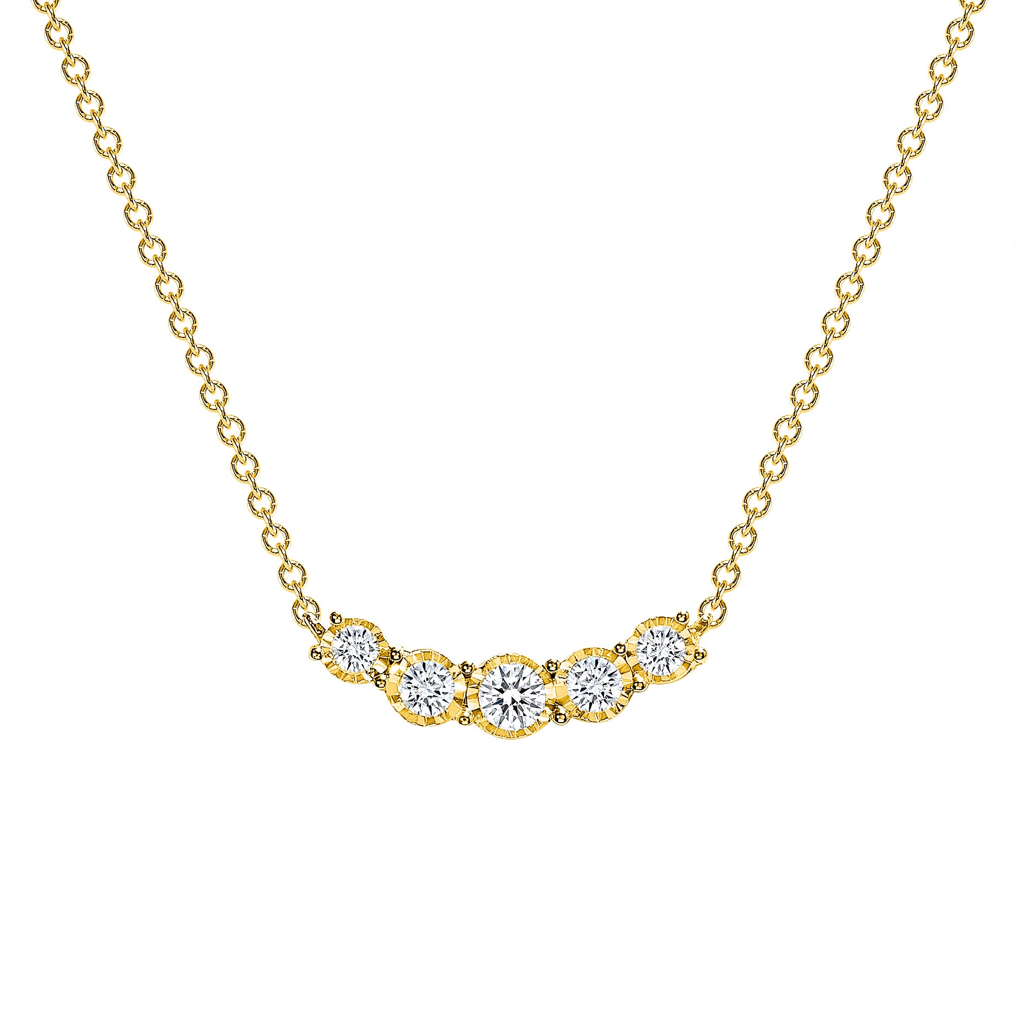 5 Stone Natural Diamond Pendant Necklace