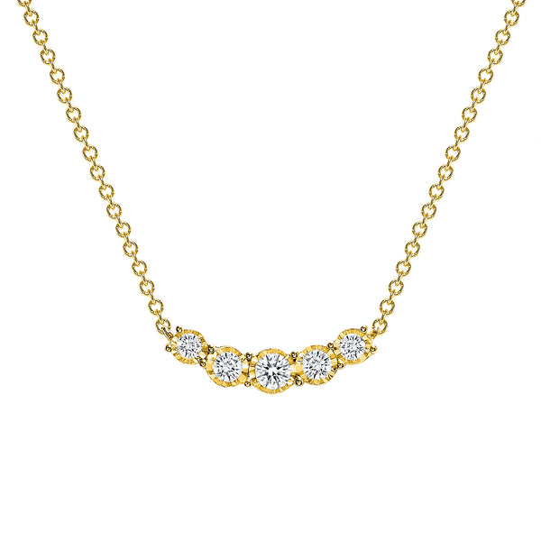 5 Stone Natural Diamond Pendant Necklace