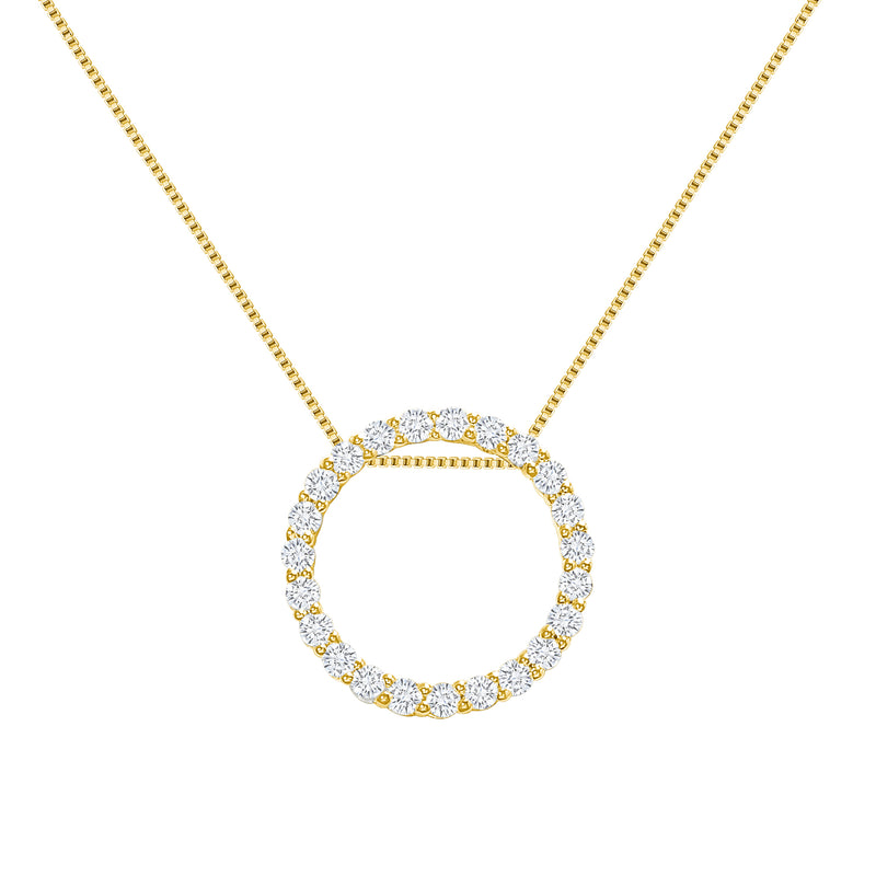Gold Diamond Circle Pendant Necklace