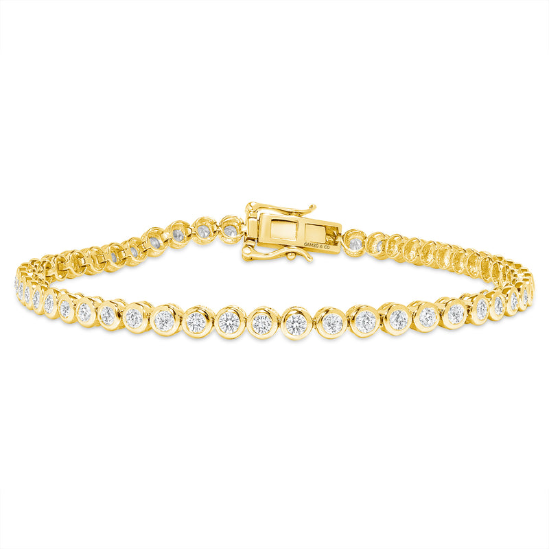 14K Gold Bezel Setting Diamond Tennis Bracelet 14K White Gold / 6 Inches
