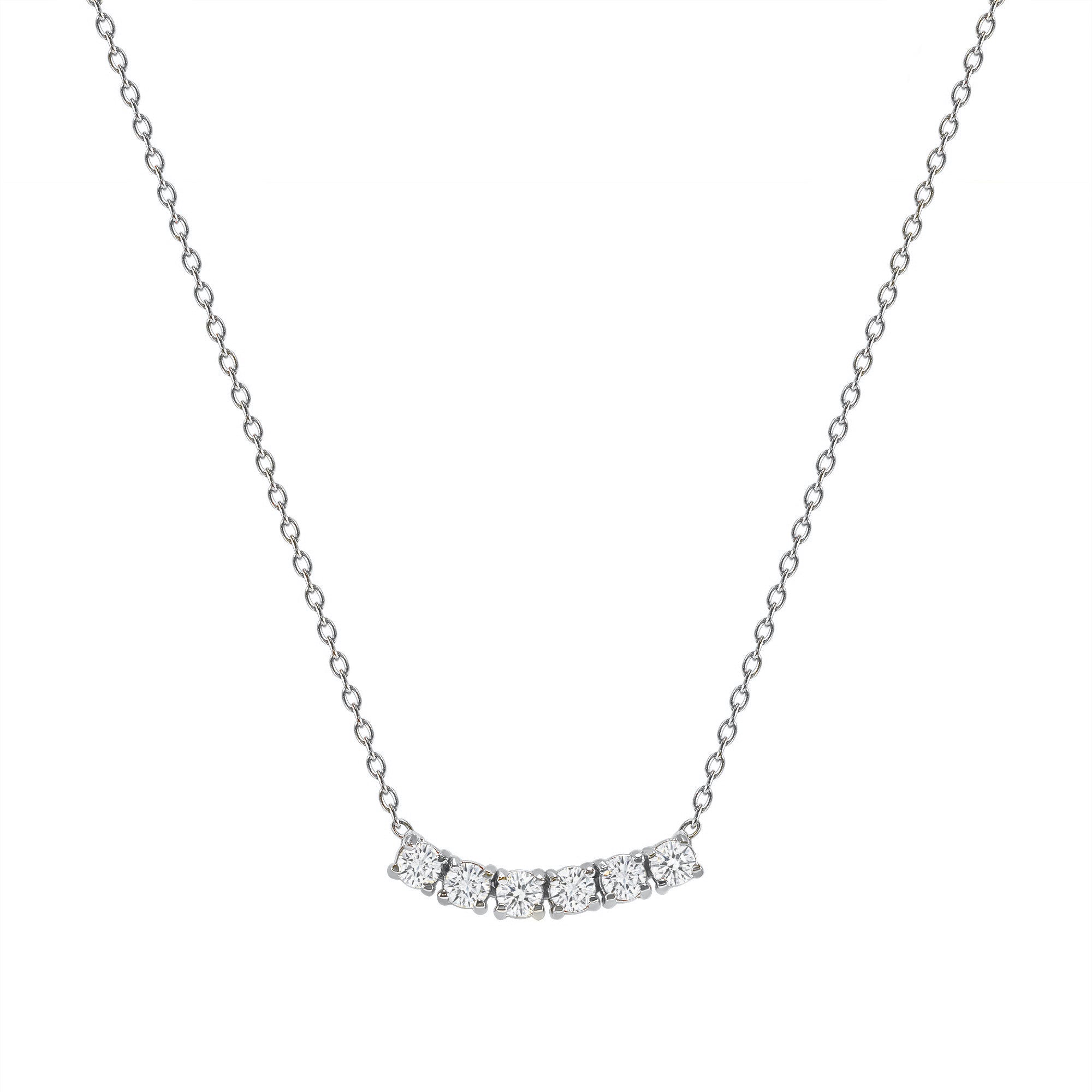 Petite Diamond Six Stone Curved Necklace