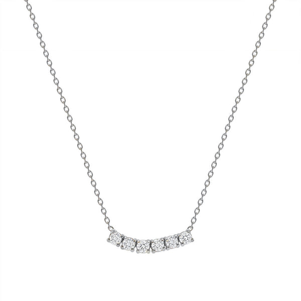 Petite Diamond Six Stone Curved Necklace