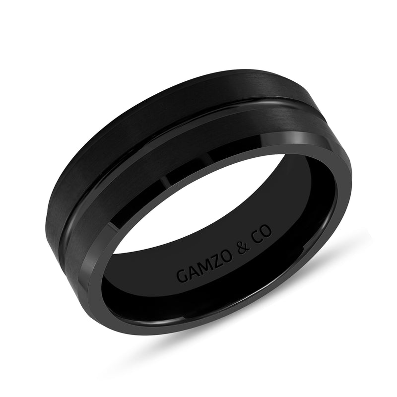 Men's Black Line Ring