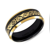 Men's Black / Gold Patterned Ring