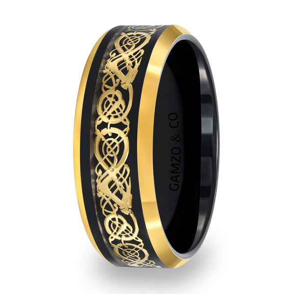 Men's Gold Patterned Ring