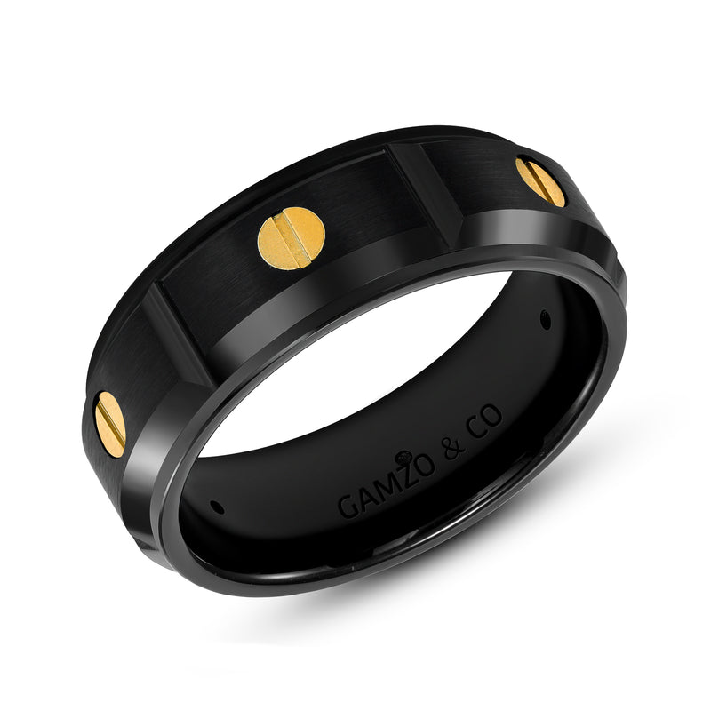 Men's Gold Circle Patterned Ring