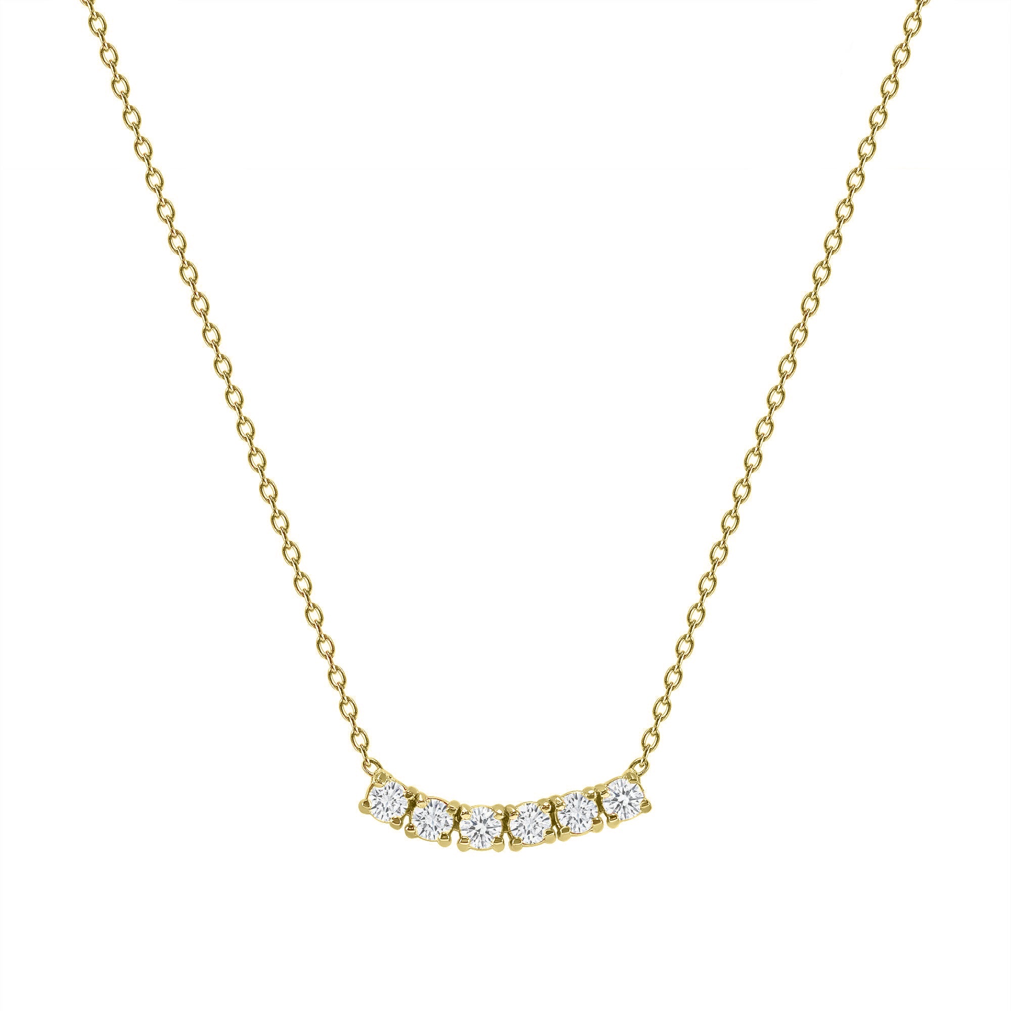 Petite Diamond Six Stone Curved Necklace