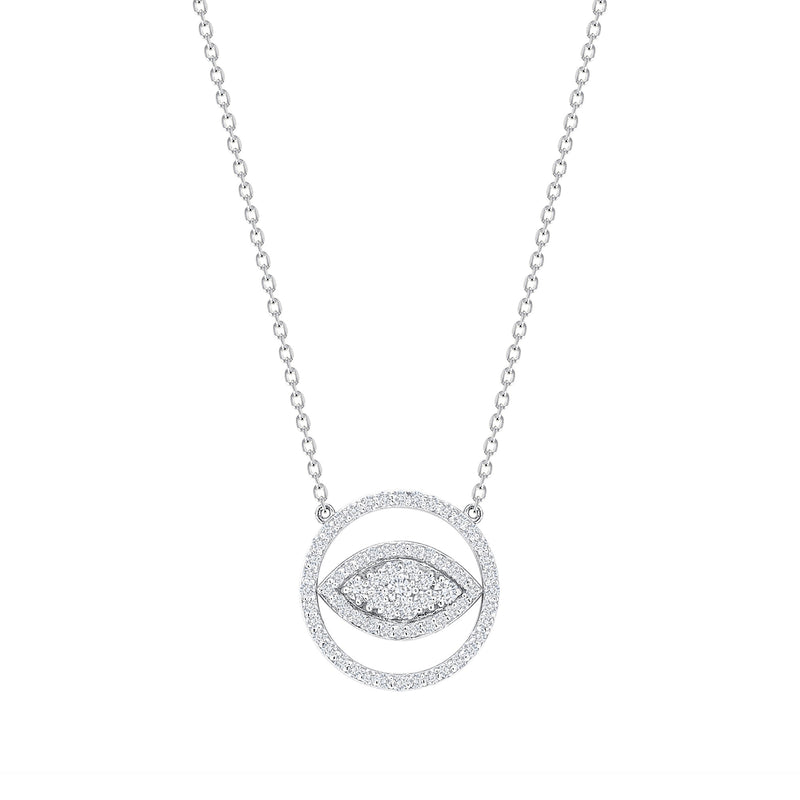 Evil Eye Diamond Necklace, 14k Gold