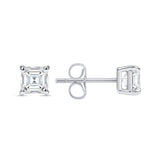 Asscher Diamond Earrings - 4 Prong Push Back Setting