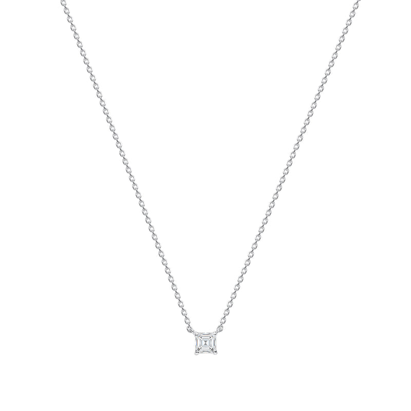 14k Gold Asscher Cut Diamond Pendant Necklace