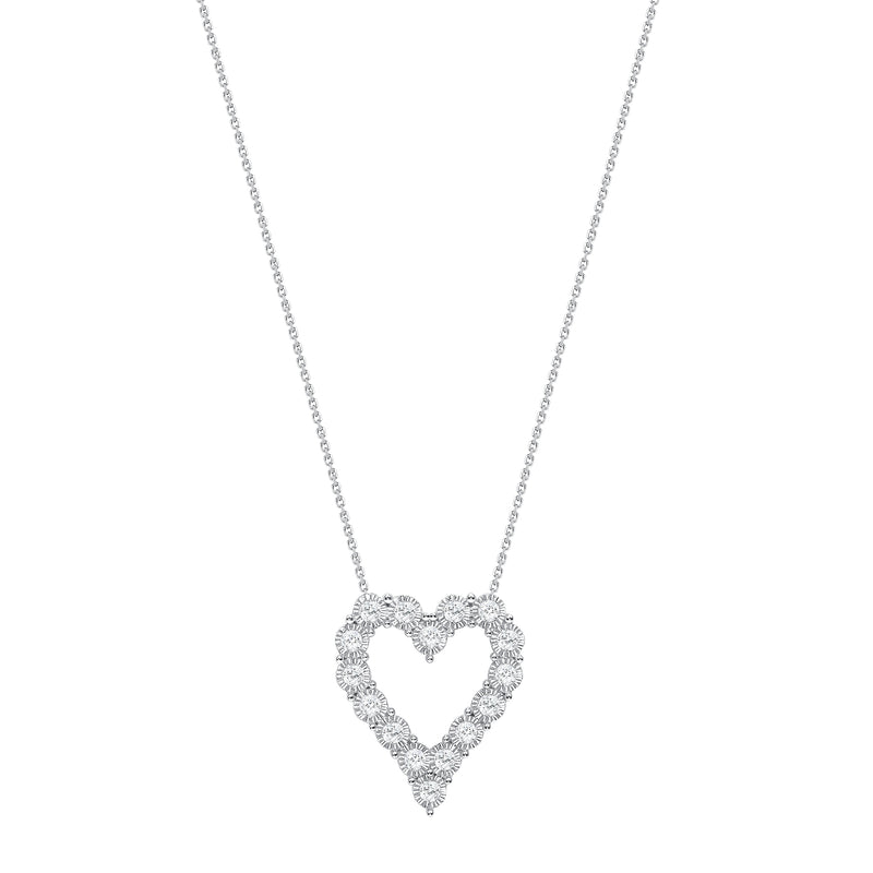 14k Gold 1 Carat Round Diamond Heart Necklace