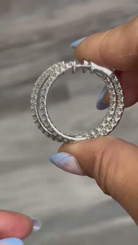 Brilliant-Cut 2ctw. Diamond In & Out Hoop Earrings in 14k White Gold