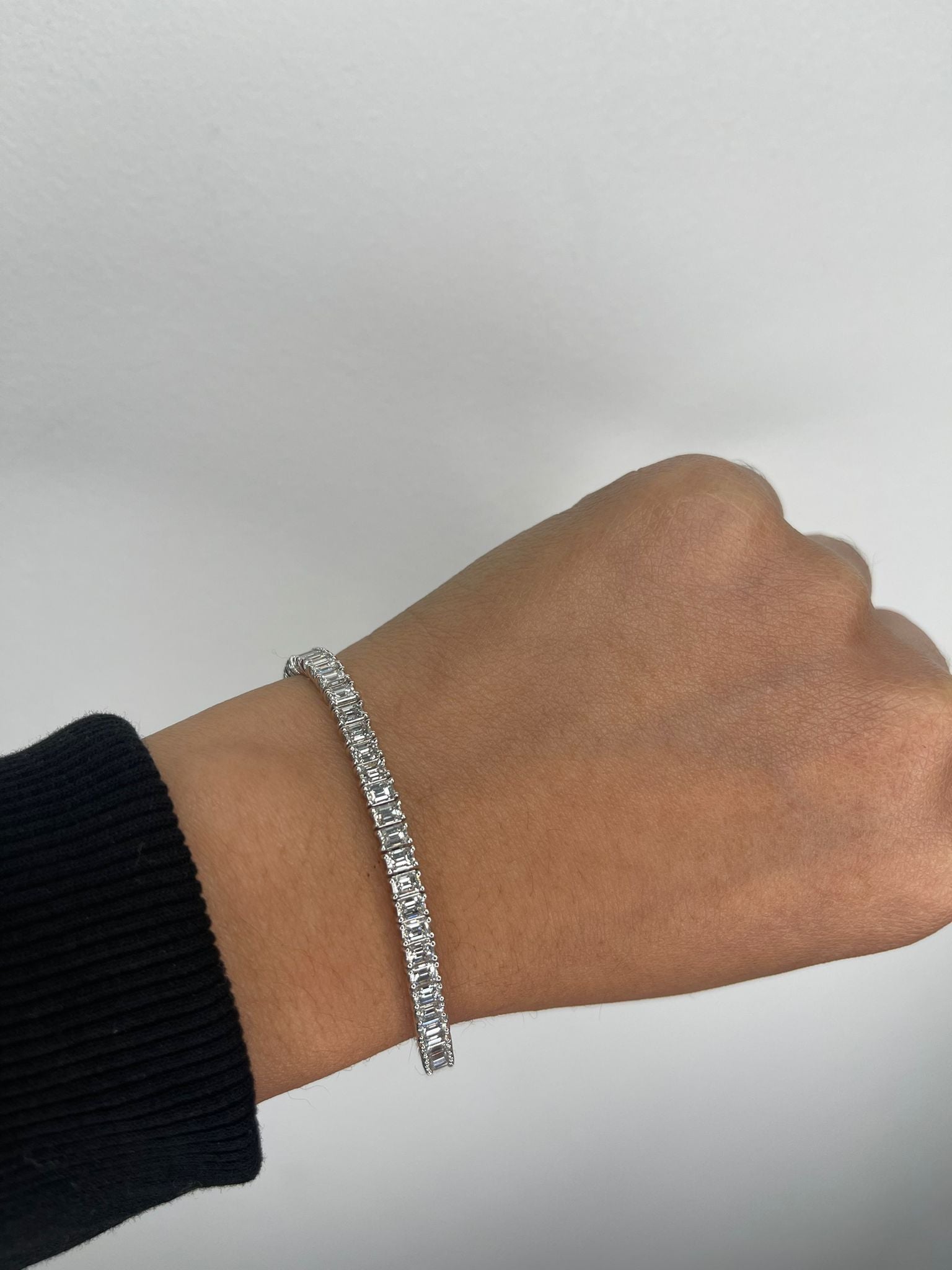 Natural Diamond Tennis Bracelet - Emerald Cut Diamonds