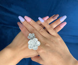Gold Flower Natural Diamond Engagement Ring, Statement Ring