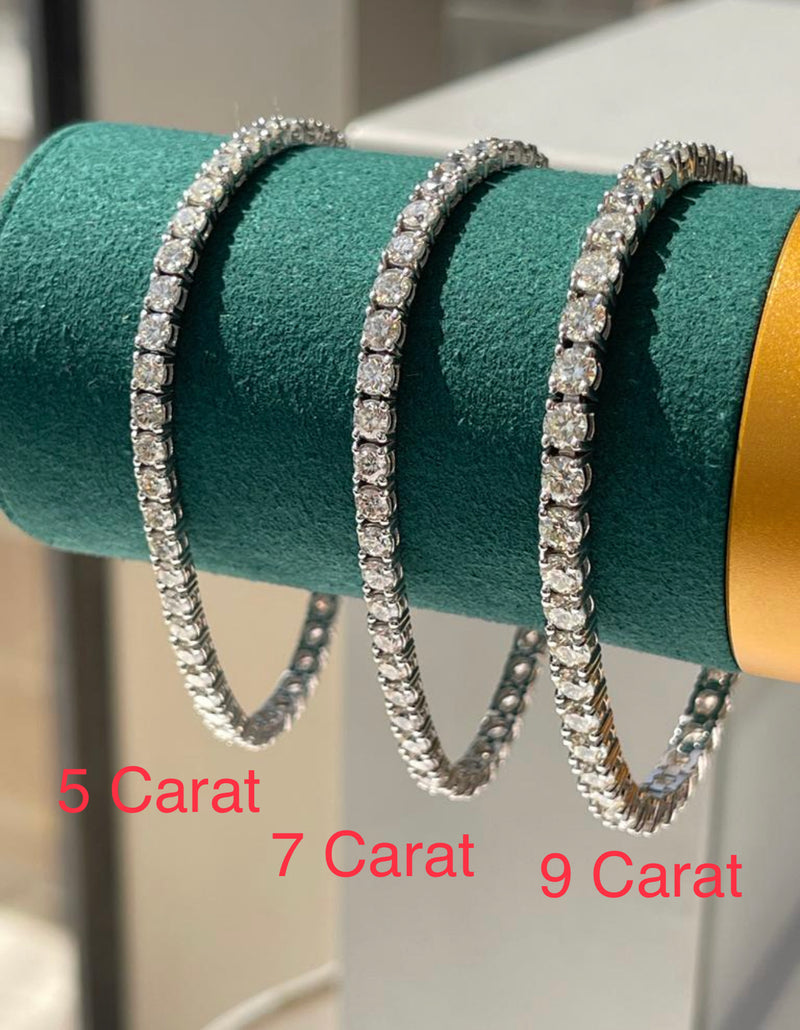 7 Carat Round Lab Grown Diamond Tennis Bracelet 18K White Gold 7