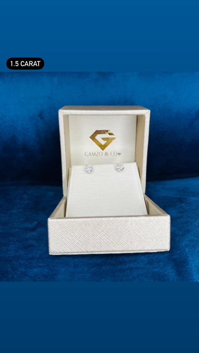 Diamond Stud Earrings - 4 Prong Screw Back Martini Setting